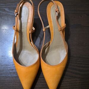 Jil Sander Orange Pointed Slingback Pumps